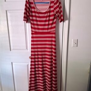 LuLaRoe Red and White Striped Dress